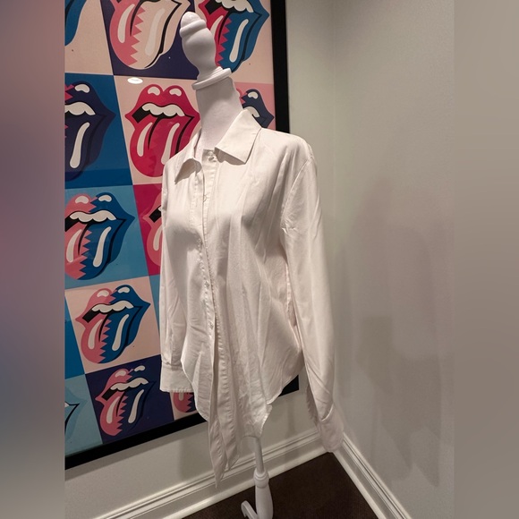 Reformation Tie Front White Button-Up Women's Top - Picture 4 of 6